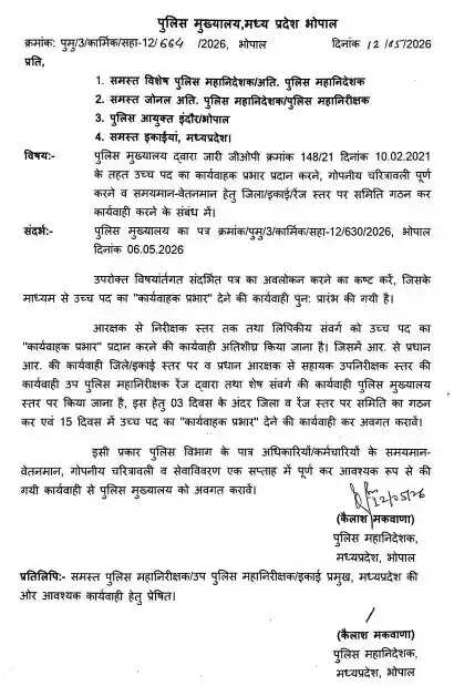 एमपी पुलिस में प्रमोशन का रास्ता साफ: कॉन्स्टेबल से इंस्पेक्टर तक को 15 दिन में मिलेगा उच्च पद का प्रभार, डीजीपी के सख्त निर्देश