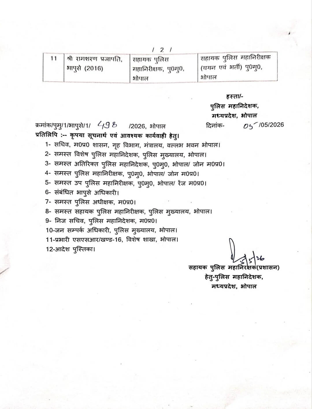 MP Police PHQ Transfer : मध्य प्रदेश पुलिस मुख्यालय में प्रशासनिक फेरबदल, 11 IPS अफसरों के बदले विभाग