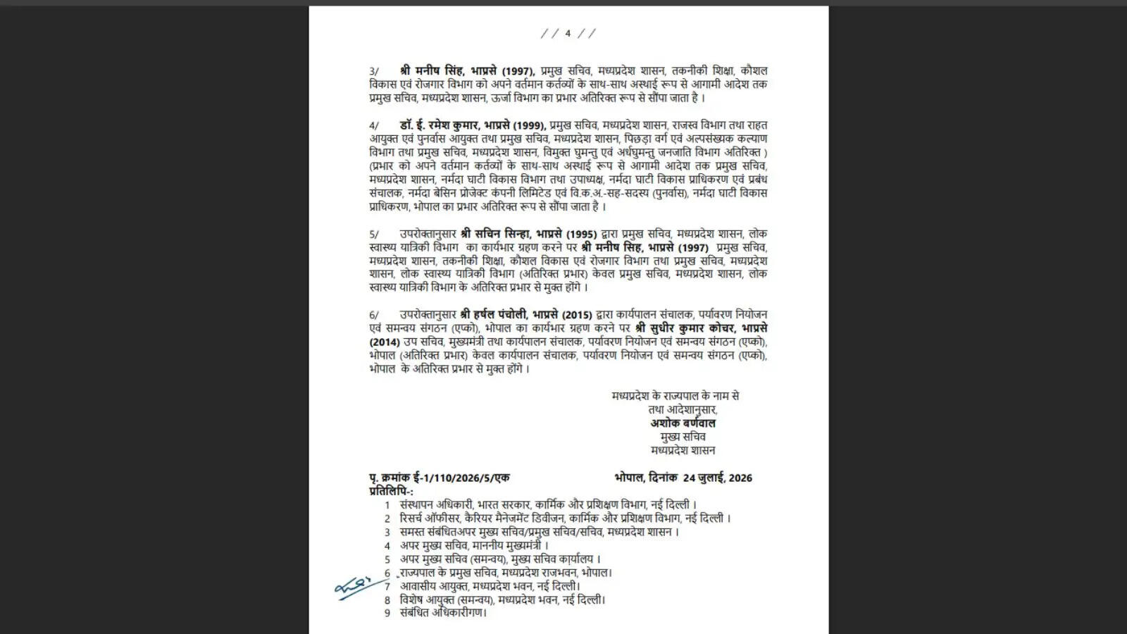 MP IAS Transfer List 4